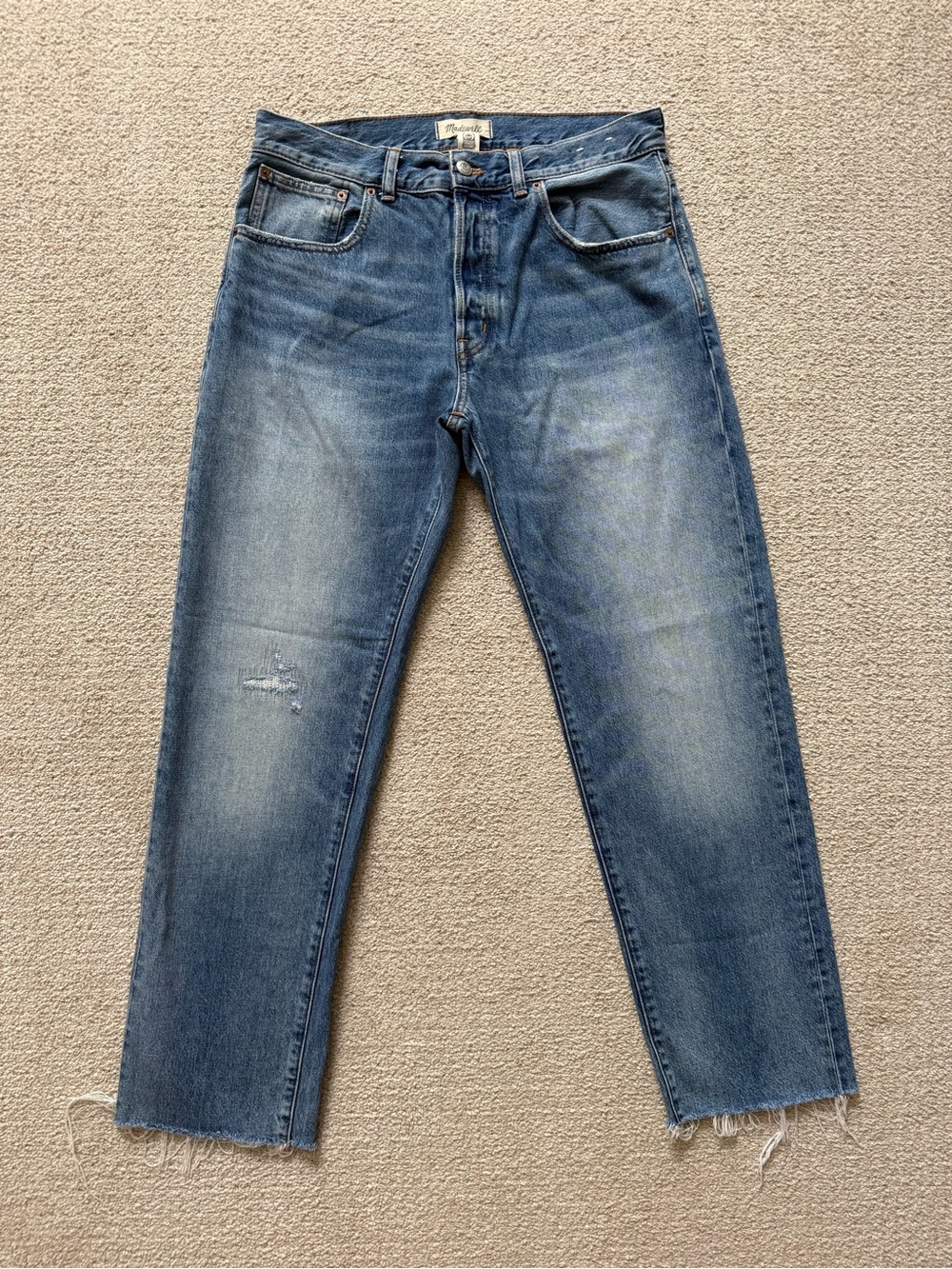 Madewell Dean Easy Straight Jeans 28 Distressed Raw Hem
